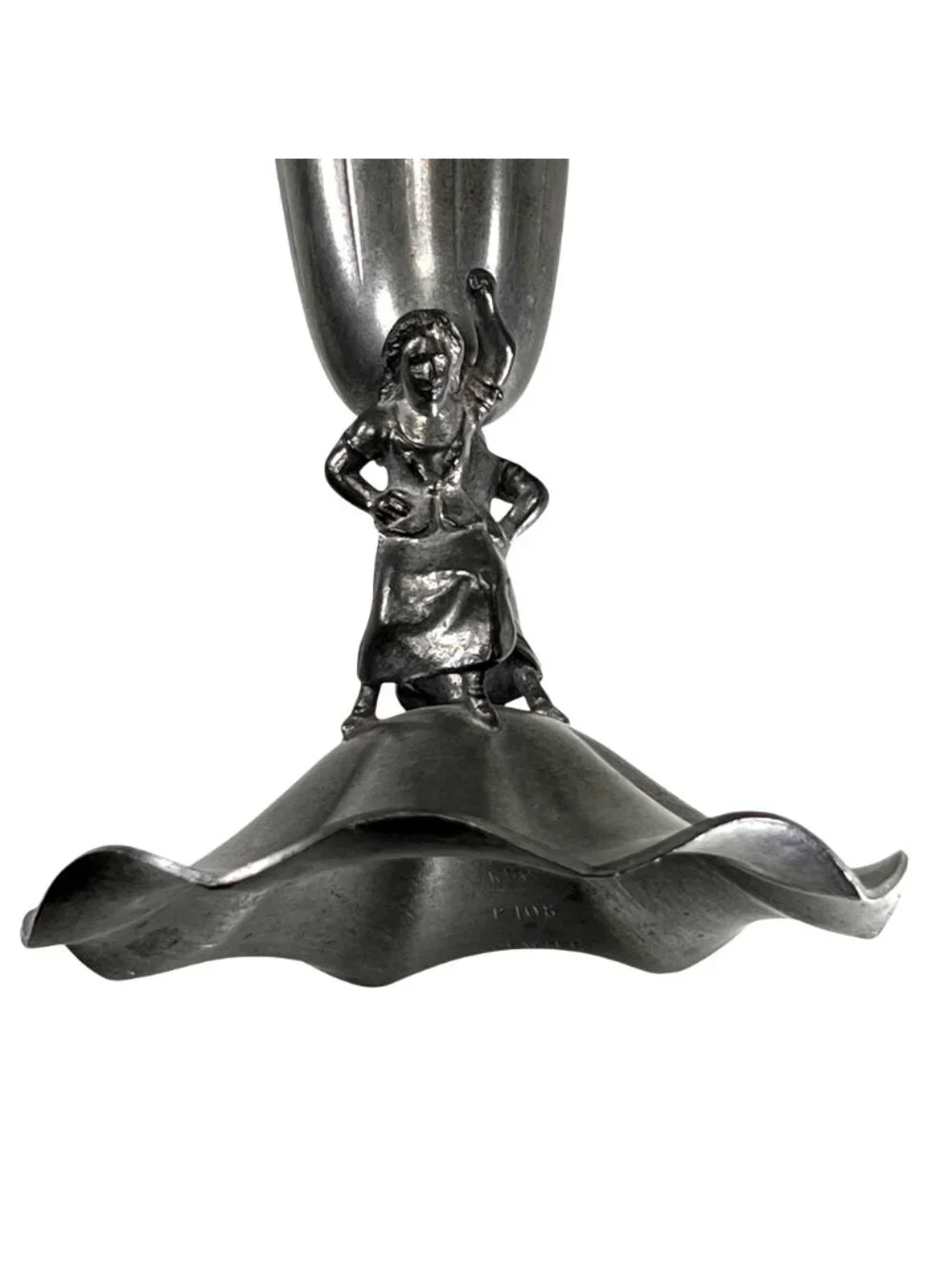 Vtg KSO Kayserzinn Pewter Art Nouveau Jugendstil Vase Women Figures P108 8.5 in